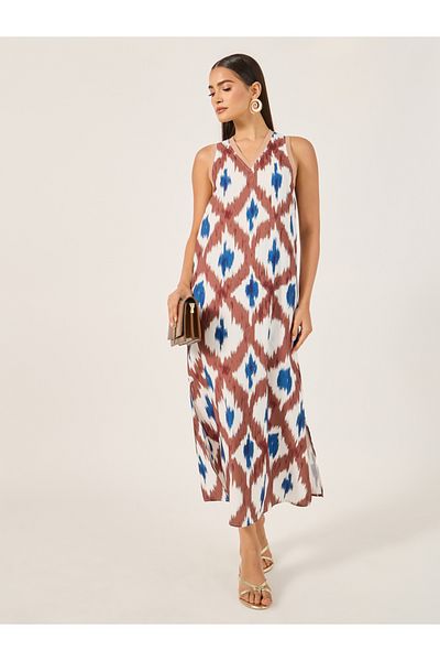 Styli Printed Sleeveless Shift Maxi Dress