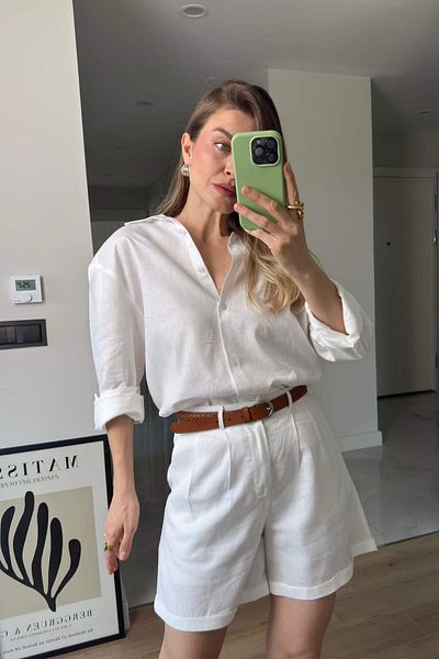 Sue Store Cămașă albă din in premium