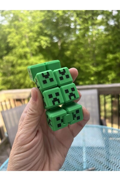 AxeIon Creeper Figürlü Stres Fidget Küp – Minecraft Temalı Hediyelik