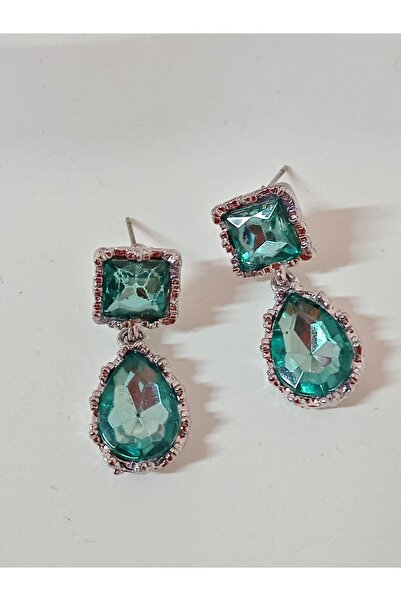 mos&more Yeşil Taşlı Gümüş Kadın Küpe