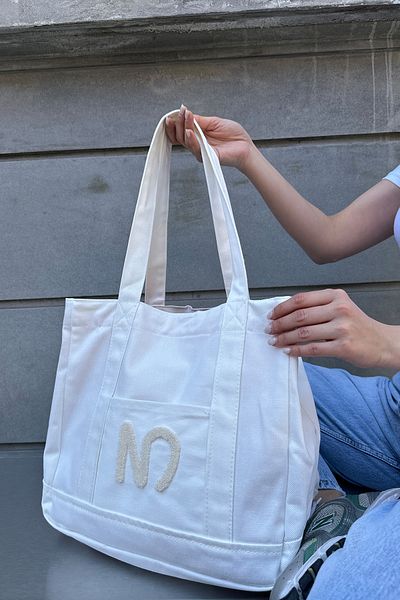 VAGGON Women's Ecru Pocket Detailed Cloth Bag V00029-B