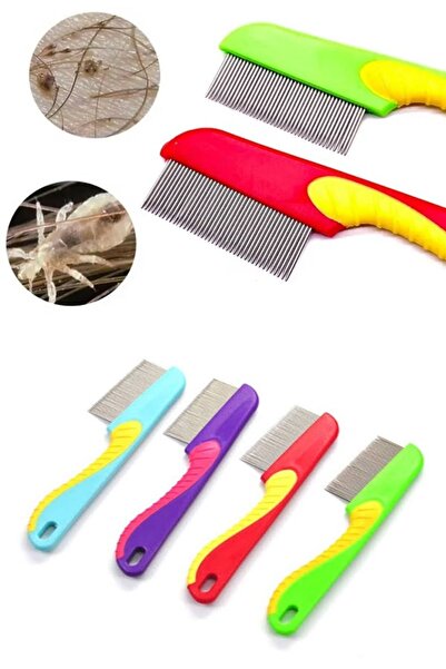 Fırsat7 Uzun Saplı Klasik Saç Bit Tarağı Evcil Hayvan ve Çocuk Metal Dişli Bi...