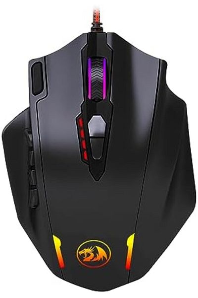 REDRAGON Impact Gaming Mouse MMO, 12400 DPI, 18 Programmable Buttons, Weight Tuning Cartridge, Black
