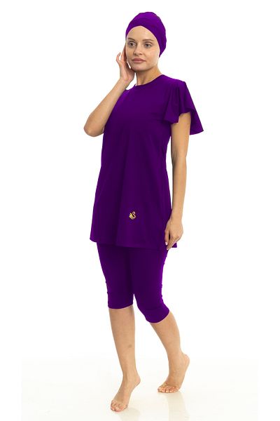 Differend Short Balloon Sleeve Semi-Hijab Swimsuit