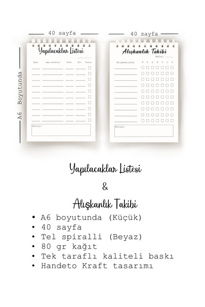 Handeto Kraft Set simplu de planificare turcească din 3 piese, planificator săptămânal, urmărirea obiceiurilor, lista de activități, planificator zilnic