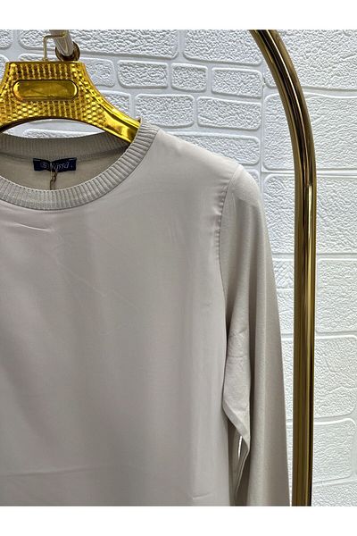 Zeynep Butik Süssü Lenjerie de corp din bumbac pieptănat din șifon cu mânecă lungă 89 cm 875 1622