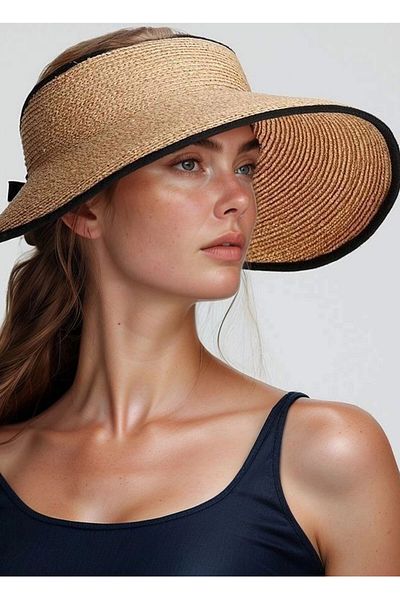 bacc Camel Bow Open Top Wide Straw Hat Bcnsv-2514530