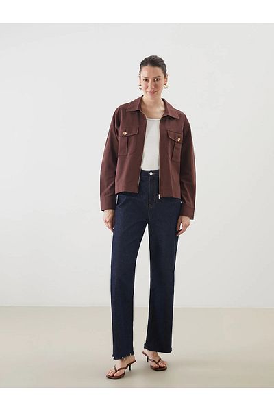 LC Waikiki Πουκάμισο γιακά Oversize Γυναικείο Μπουφάν από Λινό Μικτό