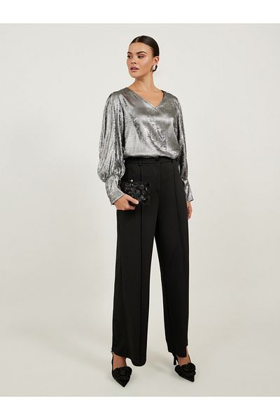 Styli V-Neck Puff Sleeve Regular Fit Blouse