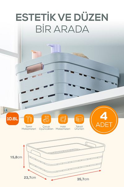 Vienev 4-Piece 10.8 Liter Perforated Storage Box White