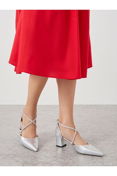 Sneak-a-Peek By Styli Rhinestone Strap Block Heel Ankle Strap Shoes