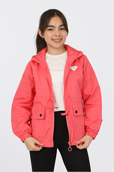 ASYAKİDS CLUB Εποχιακό αδιάβροχο για κορίτσια με κουκούλα και τσέπες με επένδυση