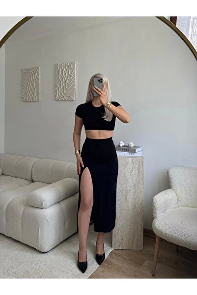 Zora Butik طقم ساندي كروب وتنورة مشقوقة