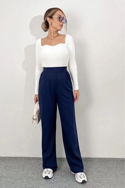 MevaMoss Women's High Waist Elastic Waist Velcro Palazzo Pants Palazzo Spanish Loose Wide Leg Fabric Pants