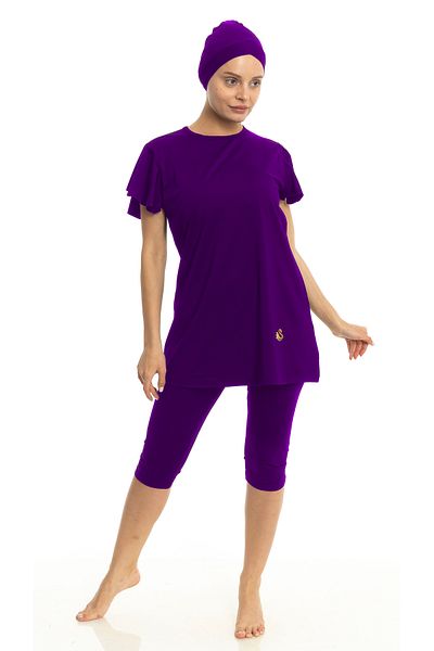 Differend Short Balloon Sleeve Semi-Hijab Swimsuit