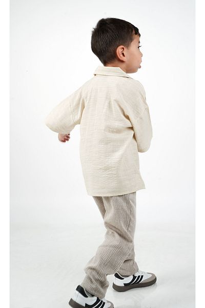 c.c.l. coccolin kids baby clup Boy's Oversize Linen Trousers with Shirt 2-Piece Double Set