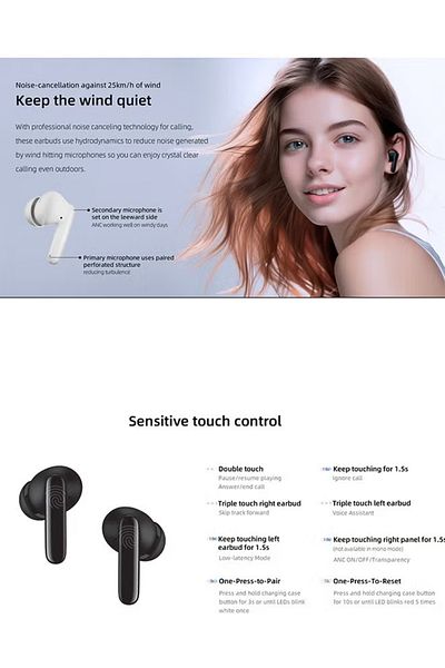 QCY T13 Anc2 Truly Wireless Anc Earbuds Noise Cancellation, 30h Battery, 5.3 Bluetooth