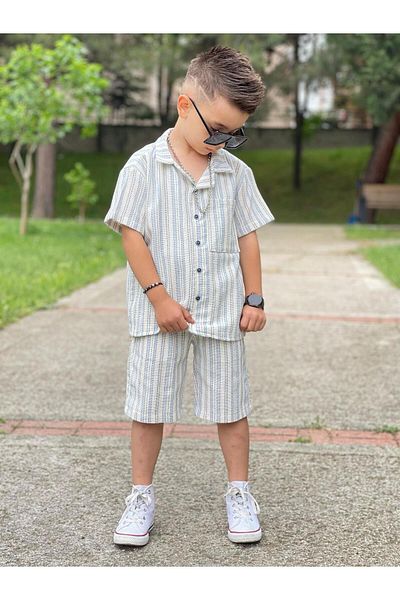 Uslukids Boy's Cotton Striped Bottom-Top Set