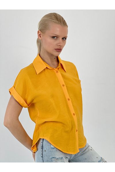 So Sweet Women's Casual Short Sleeve Orange Shirt