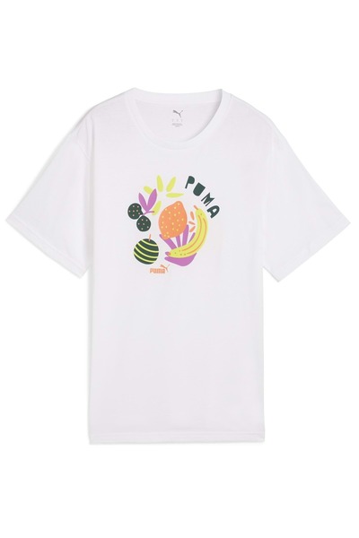 Puma 685085-02 Graphic Relaxed Fruity Tee Tişört Kadın T-Shirt BEYAZ