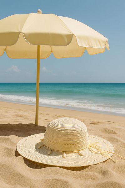 kabancım Natural Straw Wide Brim Summer Hat with Seashell