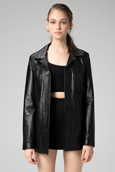 Dericlub Stella Kadın Klasik Hakiki Deri Ceket