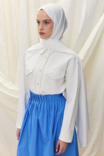 Fenza Paris Silk White Color Cotton Shawl