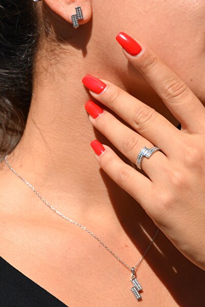 KESKİN GÜMÜŞ Gümüş Zarif Tasarım Kolye Küpe Yüzük Kadın Set Öğretmenler Günü ...