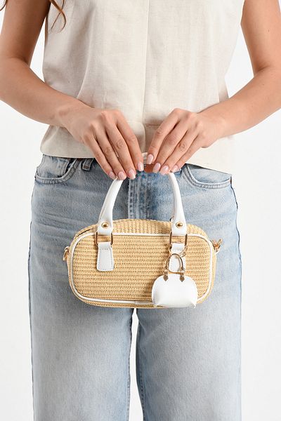 Night Geantă de mână și de umăr pentru femei Perry Model Wicker White Charm Gift
