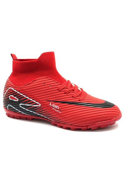 Kocamanlar Ayakkabı Lion 507 Professional Men's Turf Shoes with Socks Red