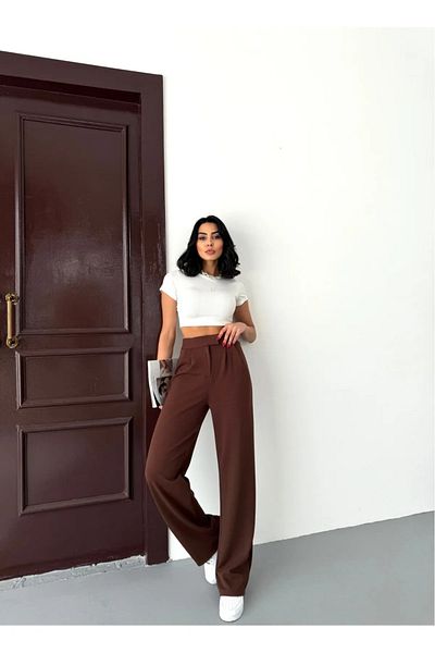 MevaMoss Women's High Waist Elastic Waist Velcro Palazzo Pants Palazzo Spanish Loose Wide Leg Fabric Pants