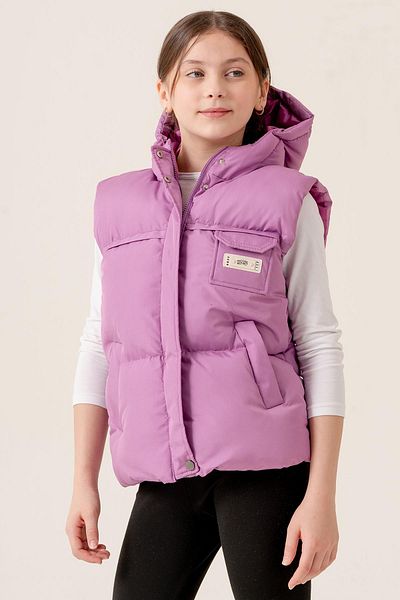 ASYAKİDS CLUB Girl's Hooded Pocket Lined Seasonal Puffer Vest