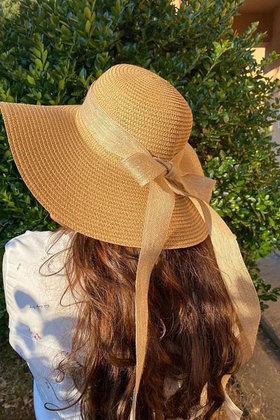 bacc Camel Jute Rope Bow Wide Straw Hat Bcnsv-2514232-32