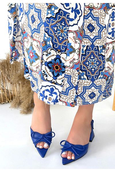 İntive Lingerie Lotta Saks Blue Toc scurt Toc ascuțit din piele Pantofi de zi cu toc
