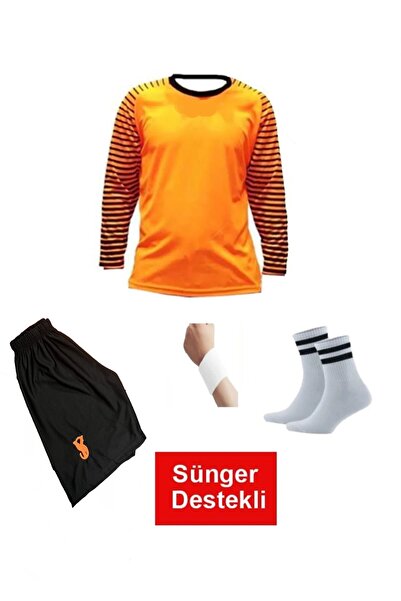 yenteks KOPYA - K Kaleci Çocuk Forması Turuncu Alt Üst Takımı Çorap+Bileklik