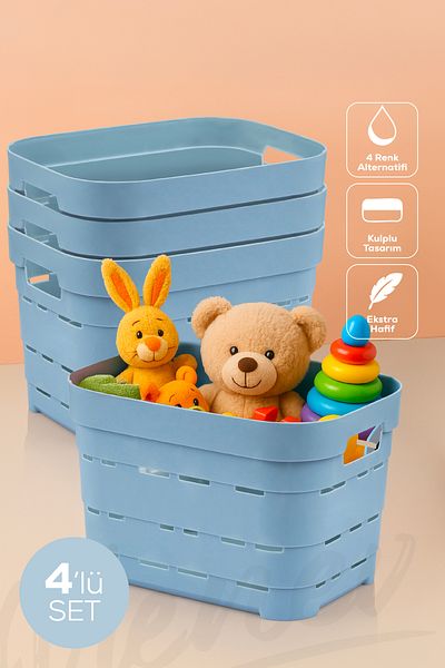 Vienev Cutie de depozitare perforată de 5 litri, 4 bucăți, albastru