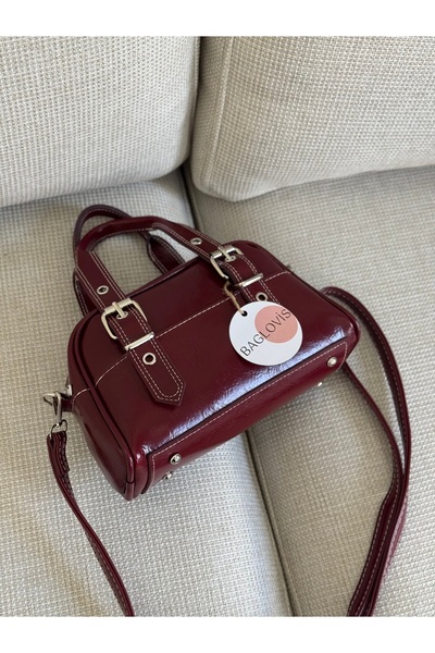 BAGLOVİS Hangers Adjustable Buckle Detail Burgundy Women's Shoulder Bag En25 Size15