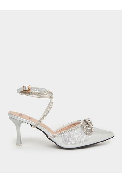 Sneak-a-Peek By Styli Rhinestone Embellished Pointed Toe Ankle Strap Shoes