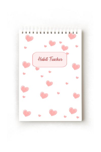 Handeto Kraft Heart Themed English Habit Tracker, A5 Habit Tracker, Routine Notebook, Planner, Planner
