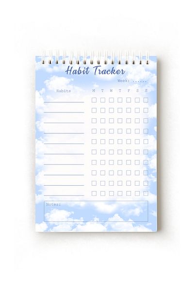 Handeto Kraft Cloud Themed English Habit Tracker, A5 Habit Tracker, Routine Notebook, Planner, Planner