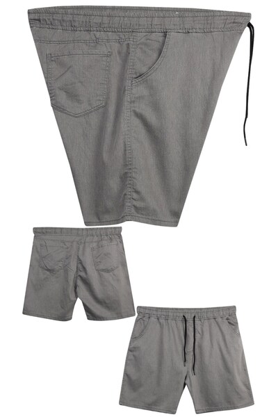 marufshop Men's Lycra Lace-Up Denim Shorts with a Fitted Fit Suitable for Large Sizes 120 - 157 Kilos