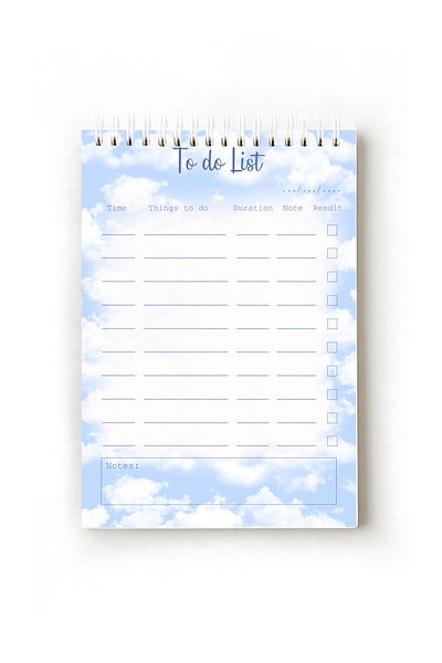 Handeto Kraft Cloud Themed English to Do List, A5 to Do List, Planner, Task List, Planner