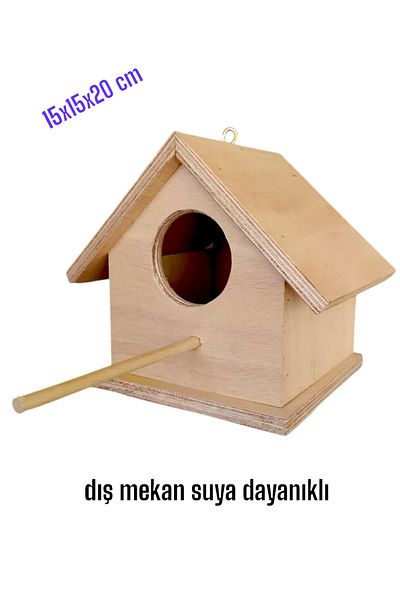 değerli hobi Wooden Beech Bird Nest Birdhouse Outdoor Water Resistant 15x15x20 Cm