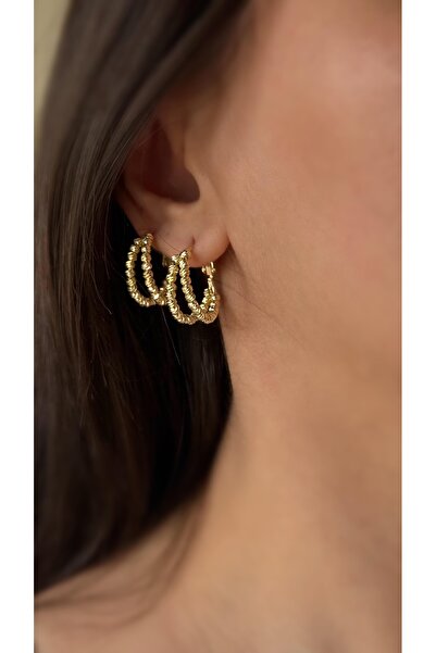 Soles 14 Ayar altın rengi dorika halka Çelik küpe