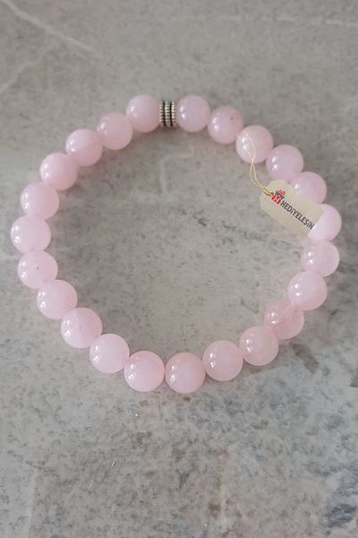 Hediyeleşin Pink Quartz Natural Stone Bracelet - 8 Mm.