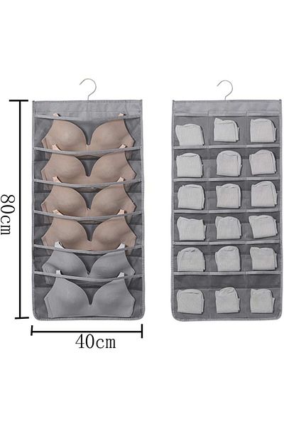 MorPort Ultra Luxury 20-Pocket In-Cabinet Underwear Organizer I Two-Sided Hanging Closet Bra Organizer