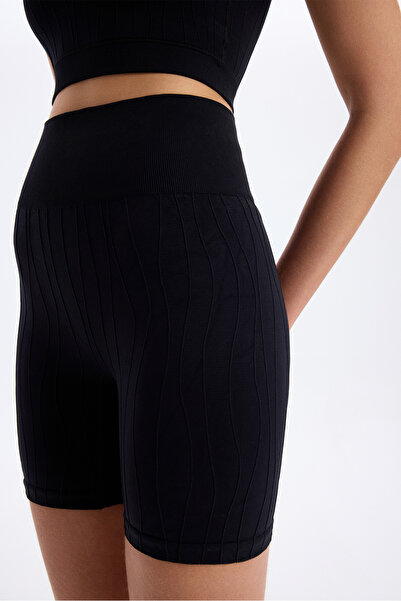 COMEUP Kabarık Jakarlı Spor Şort Siyah