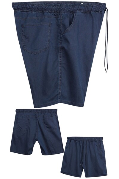 marufshop Men's Lycra Lace-Up Denim Shorts with a Fitted Fit Suitable for Large Sizes 120 - 157 Kilos