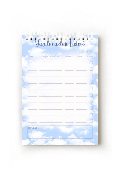Handeto Kraft Cloud Themed Turkish to Do List, A5 to Do List, Planner, Task List, Planner