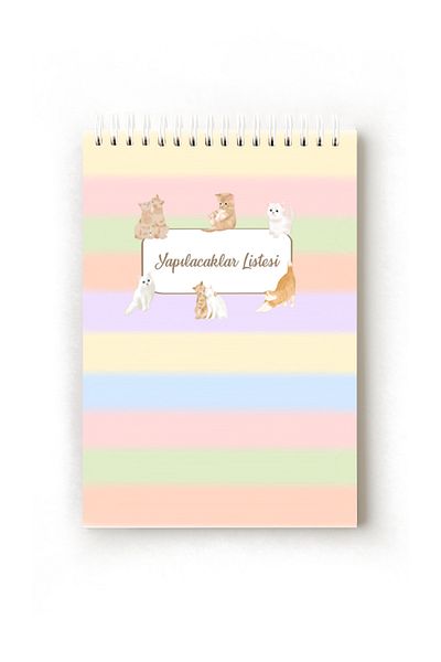 Handeto Kraft Cat Themed Turkish Habit Tracker, A5 Habit Tracker, Routine Notebook, Planner, Planner